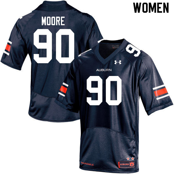 Women #90 Charles Moore Auburn Tigers College Football Jerseys Sale-Navy